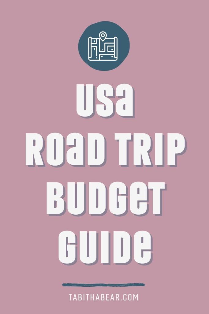 Graphic with an icon of a map. Text below reads: USA Road Trip Budget Guide.