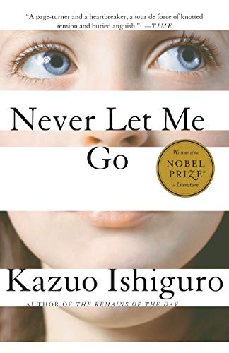 Never Let Me Go cover showing pieces of a face, Dystopian Romance Novels