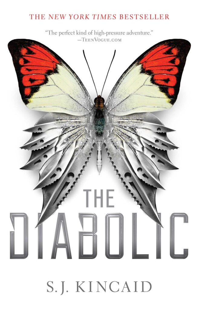 The Diabolic book cover, picture of a butterfly, used for emphasis on Dystopian Romance Novels.