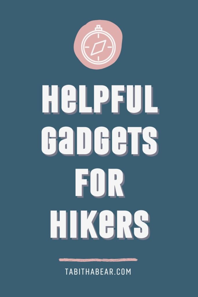 Graphic with a compass icon. Text below reads: Helpful Gadgets for Hikers.