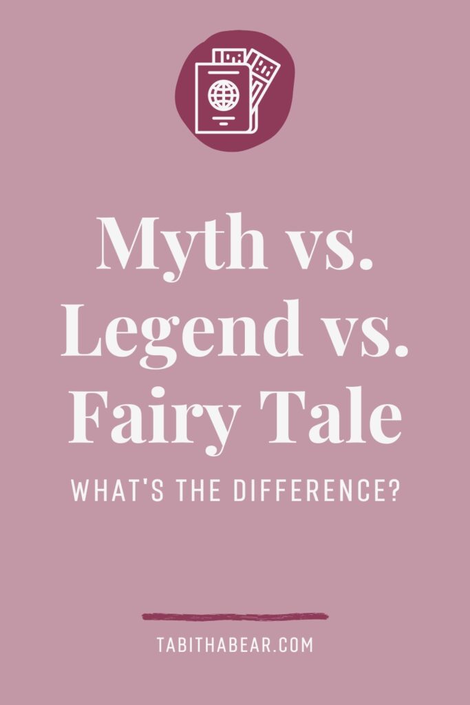 Graphic with text that reads "Myth vs. Legend vs. Fairy Tale: What's the Difference?"
